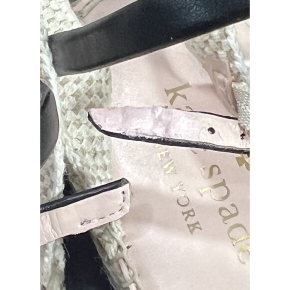 Kate Spade Bonnie Espadrilles Flats Ankle Strap Black White Check Women Size 9 - Picture 15 of 15